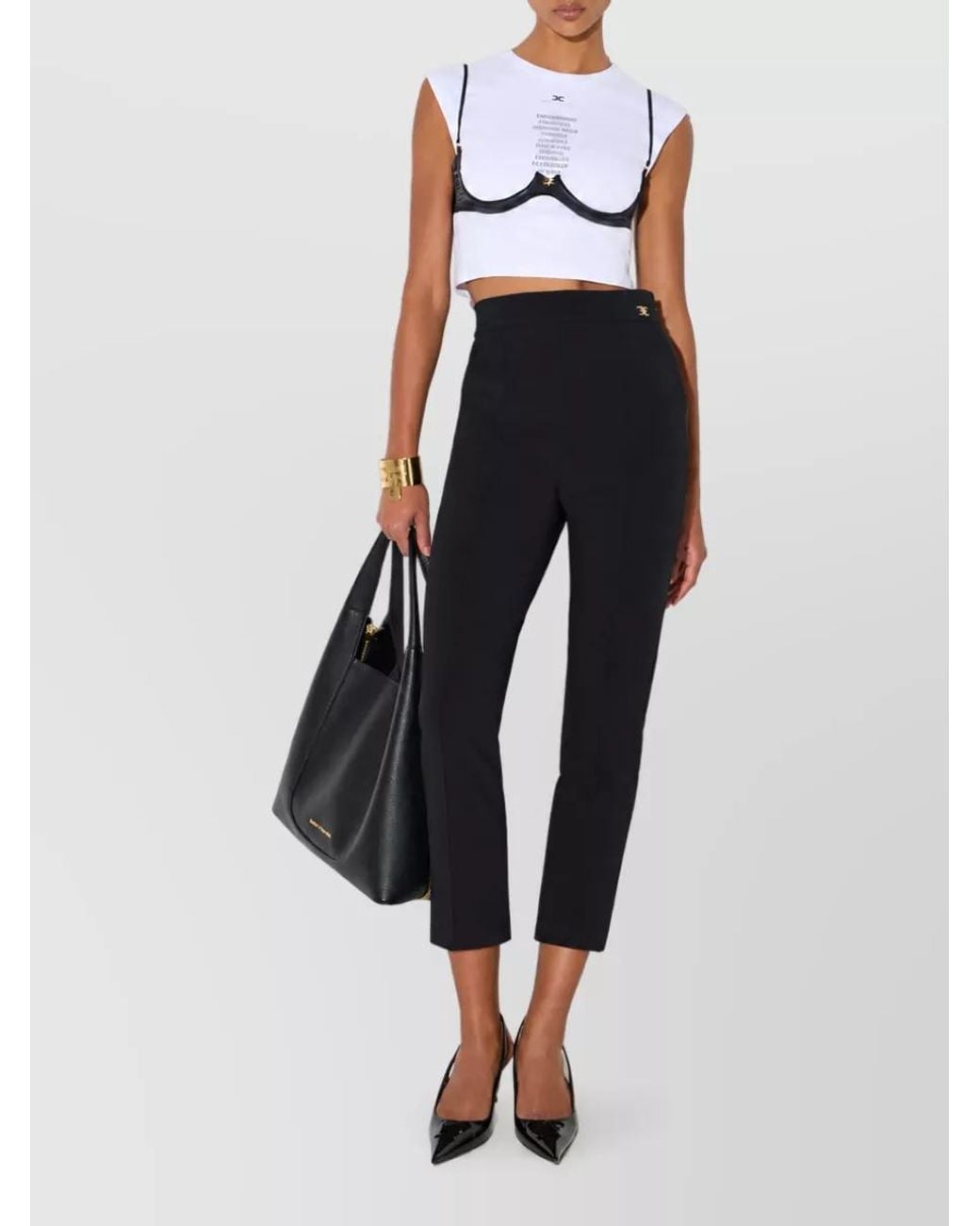 Elisabetta Franchi Blue Straight-Leg Suit Trousers