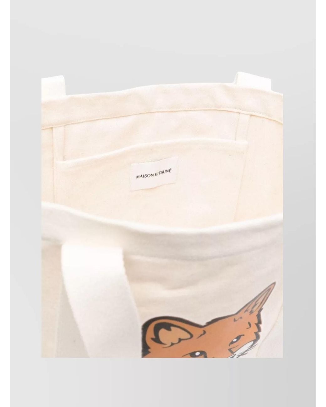 Maison Kitsuné White Chillax Fox Motif Tote Bag