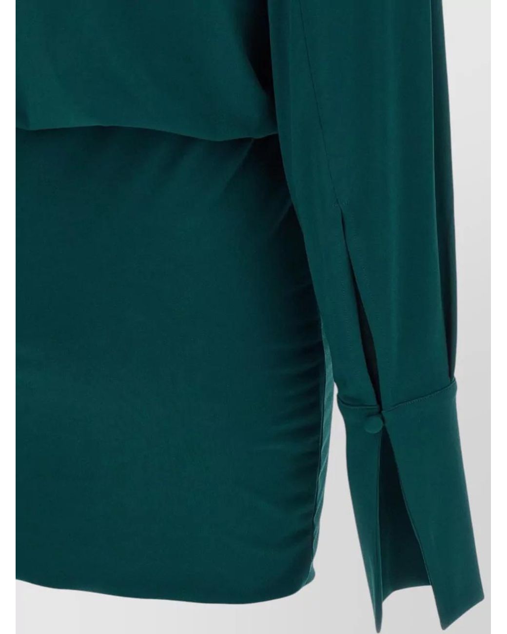 ANDAMANE Green Draped V-Neck Mini Dress