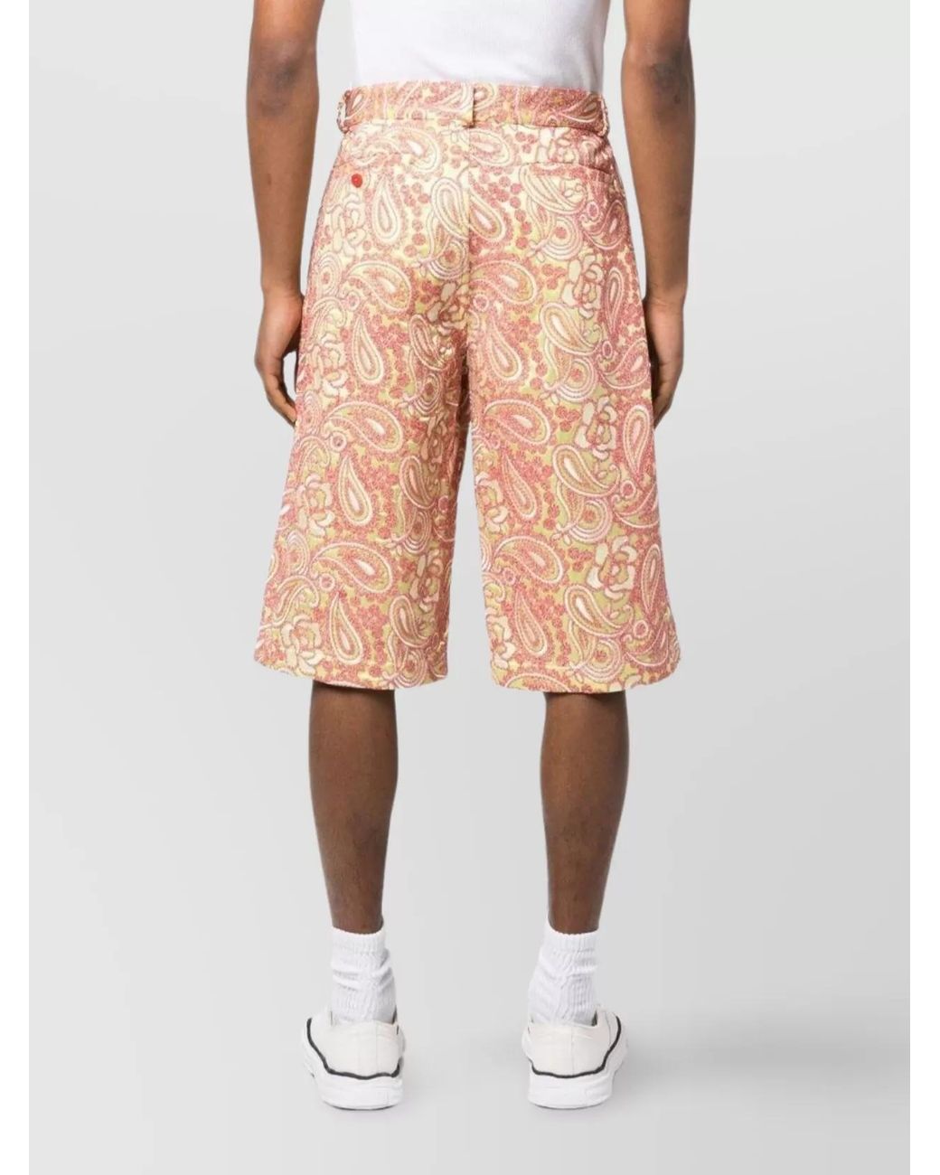 Bluemarble Pink Embroidered Knee-Length Tailored Shorts for men