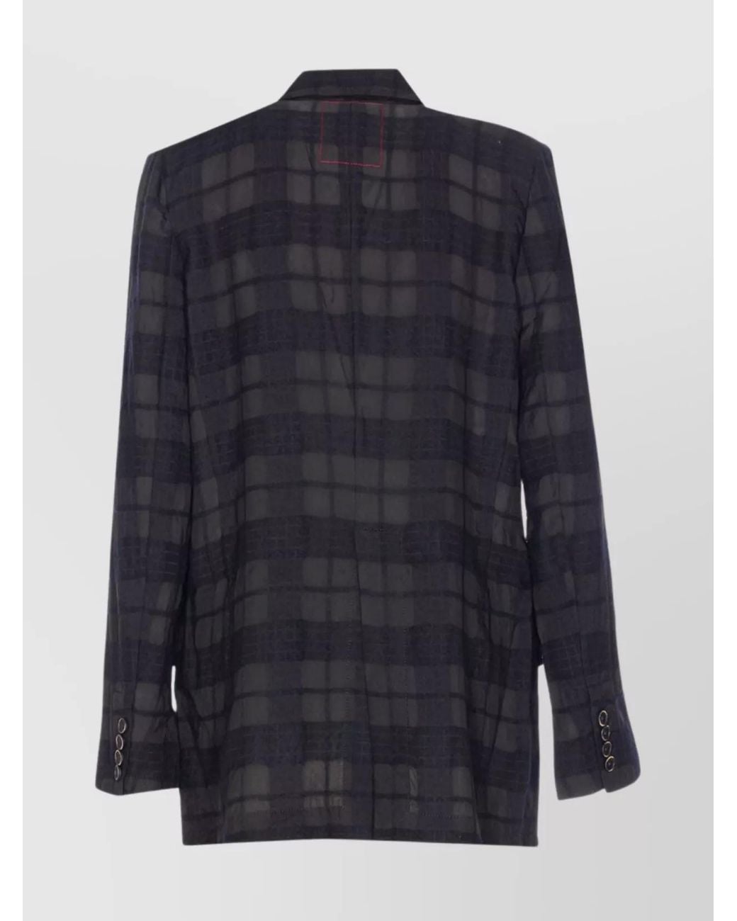 Uma Wang Blue Virgin Wool V-Neck Long-Sleeve Blazer