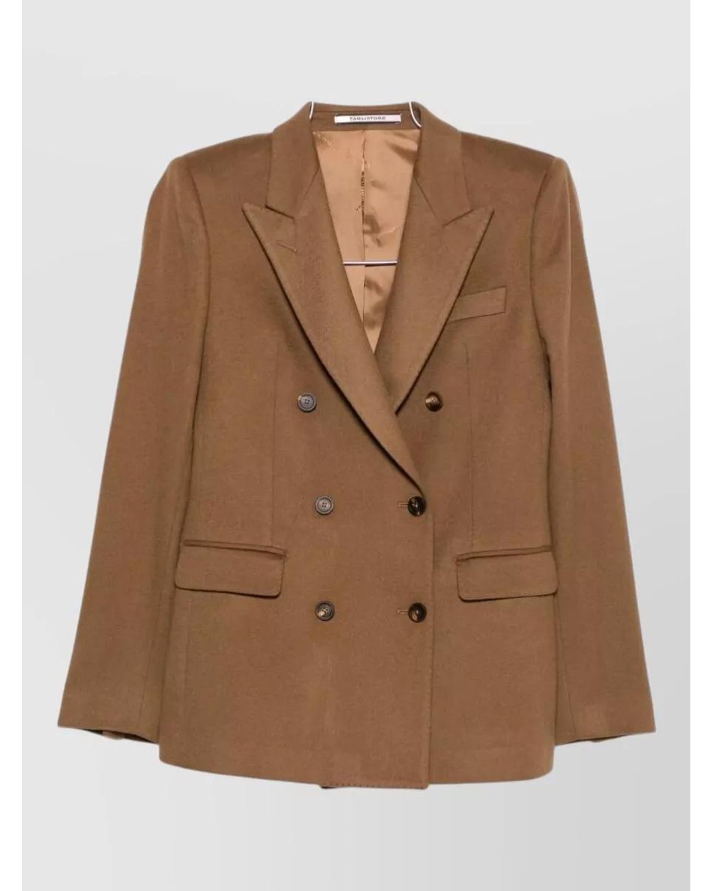 Tagliatore Brown Cashmere Double-Breasted Suit Jacket