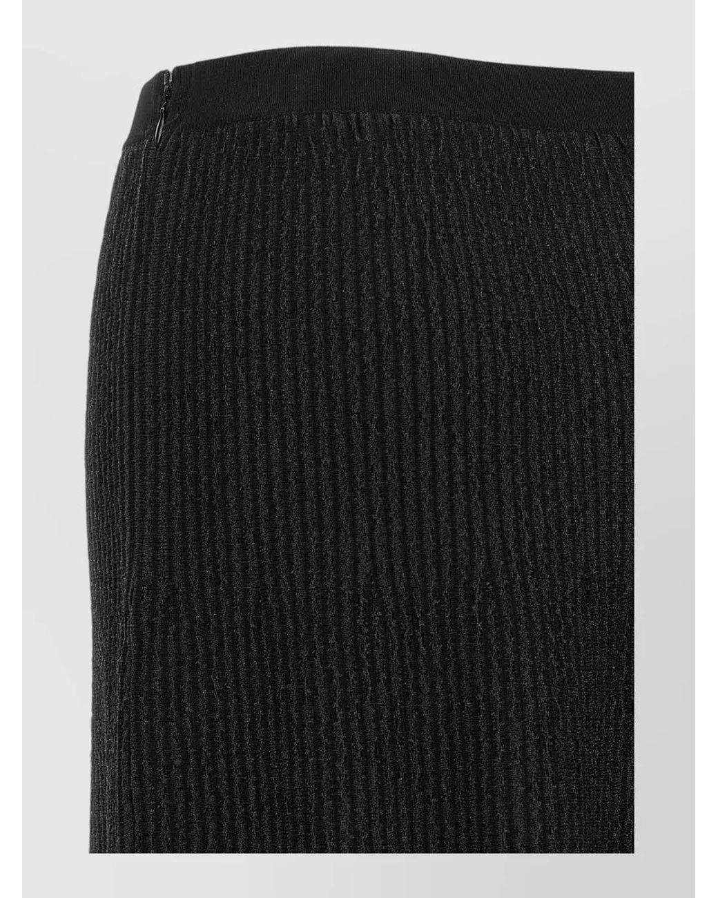 Elisabetta Franchi Black Ribbed Pleated Midi Skirt