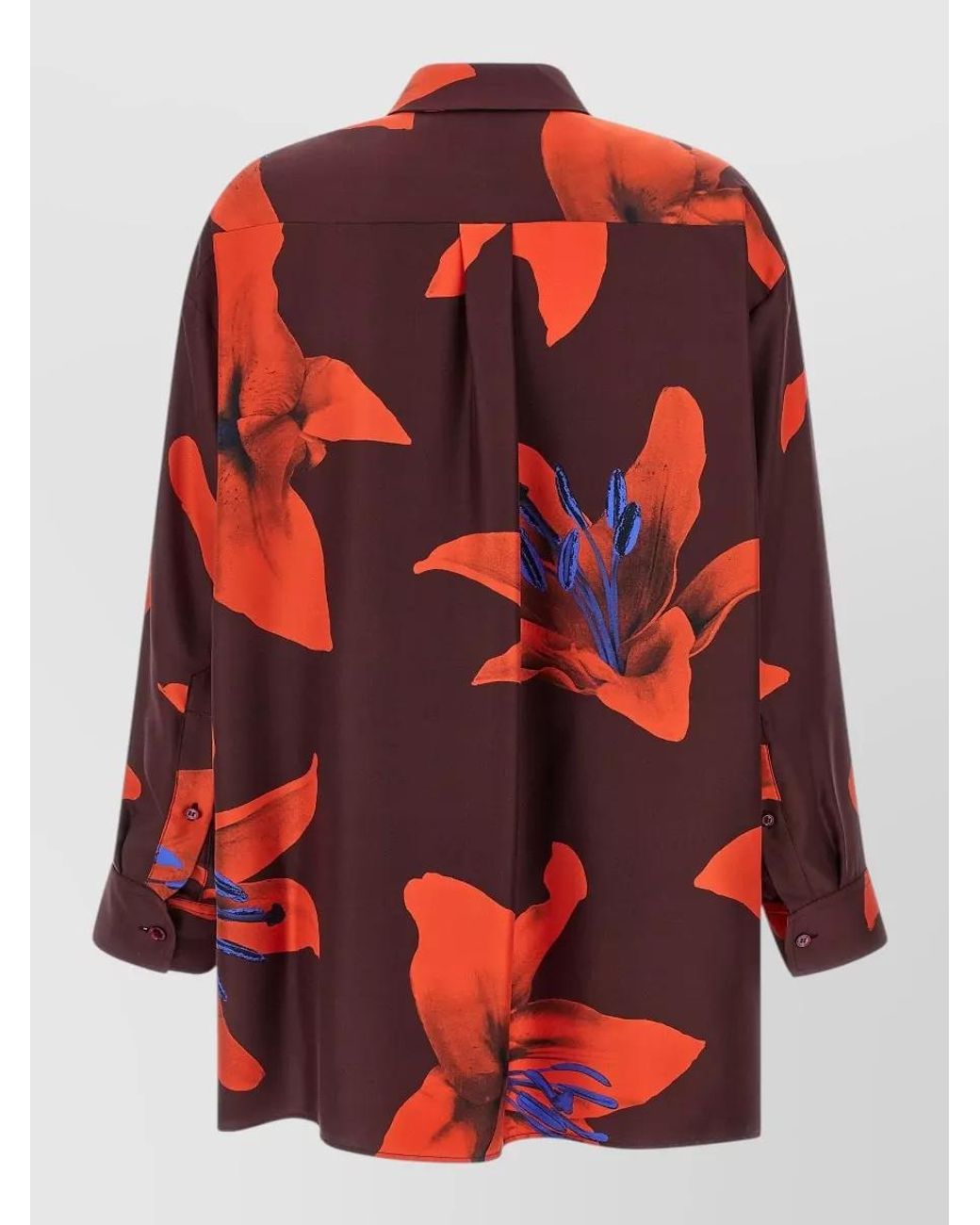 McQueen Red Silk Printed Long-Sleeve Shirt for men