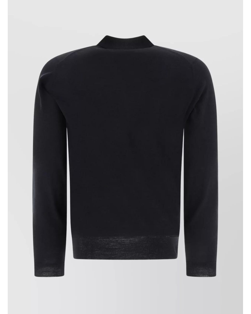 John Smedley Blue Merino Wool Long-Sleeve Polo Shirt for men