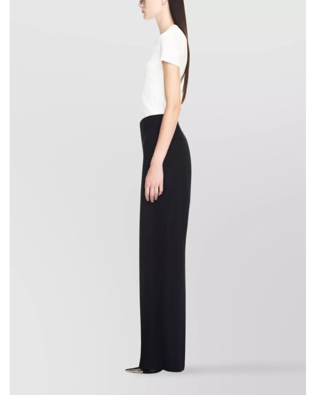 Off-White c/o Virgil Abloh Blue Wool High-Rise Wide-Leg Trousers