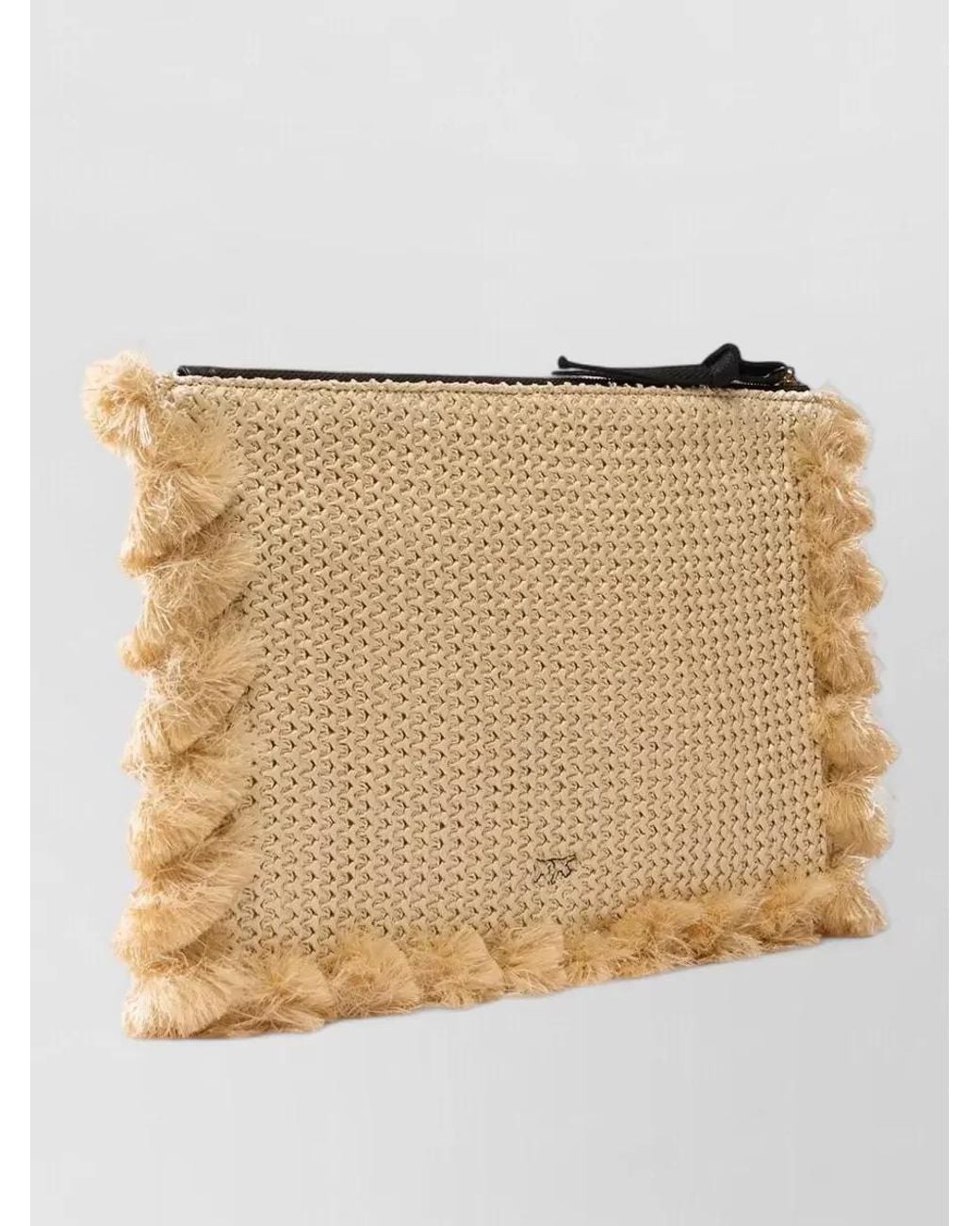 Pinko Natural Love Bag Flat Raffia Clutch Bag