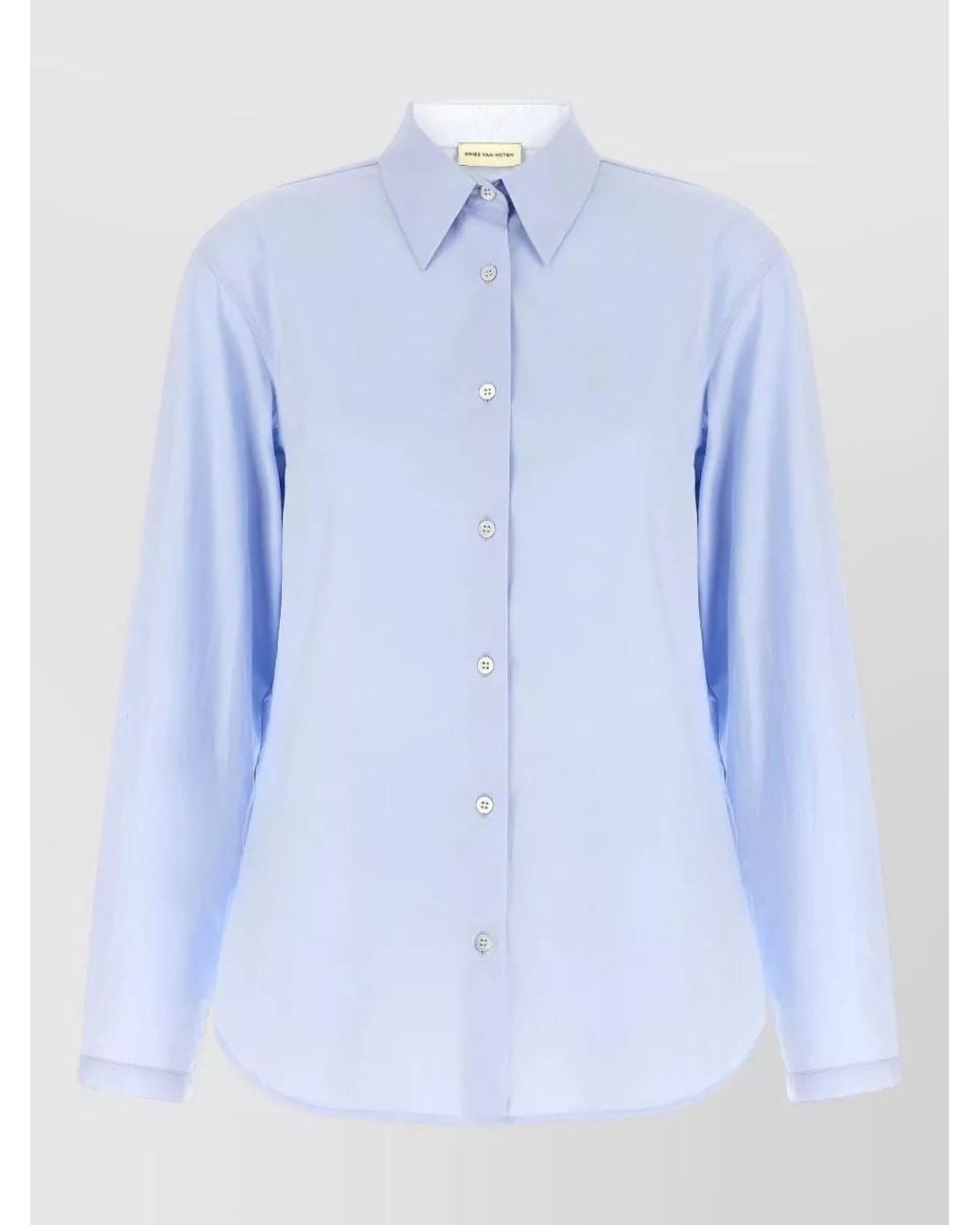 Dries Van Noten Blue Cotton Embellished Shirt