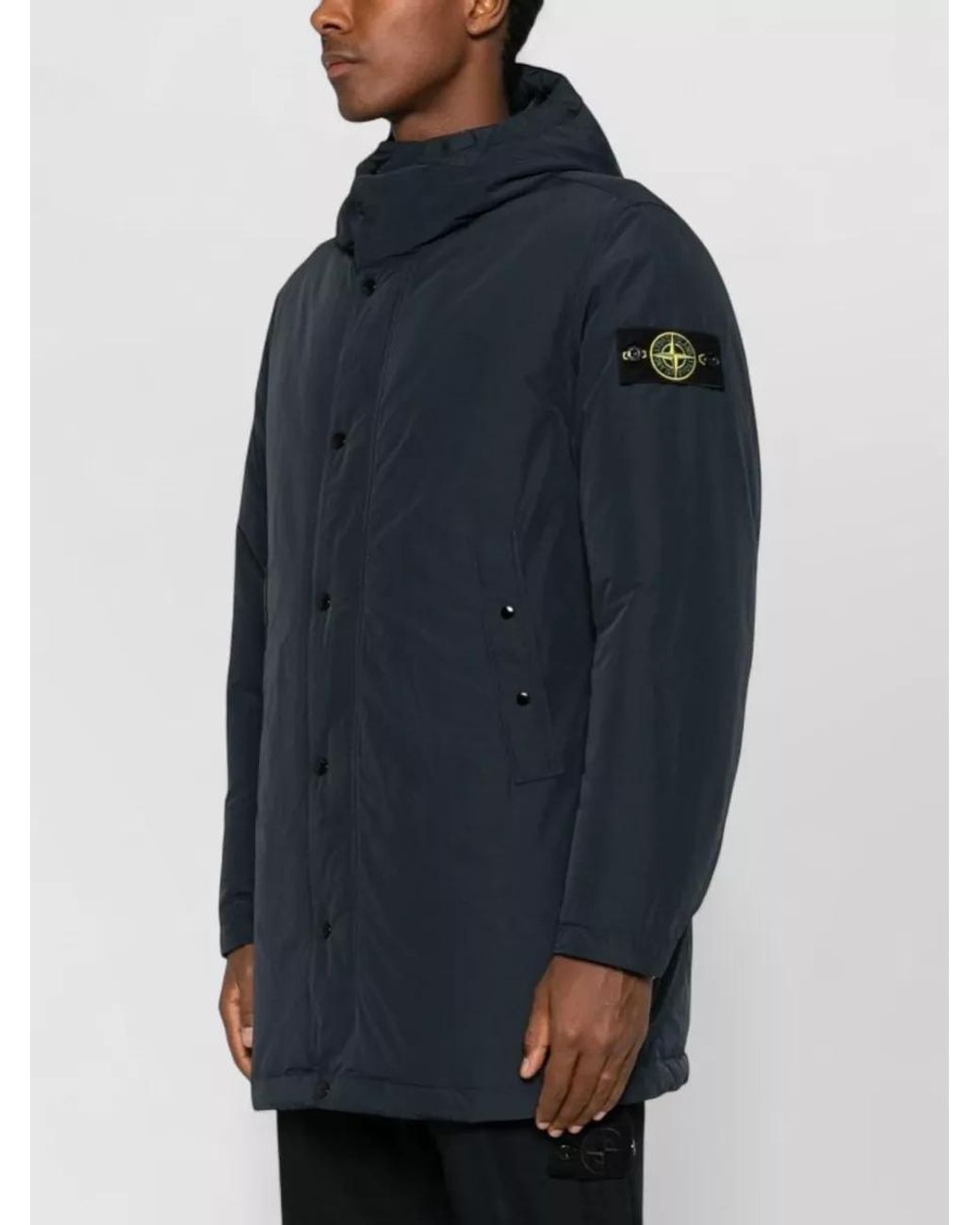 Stone Island Blue Long Down Parka for men