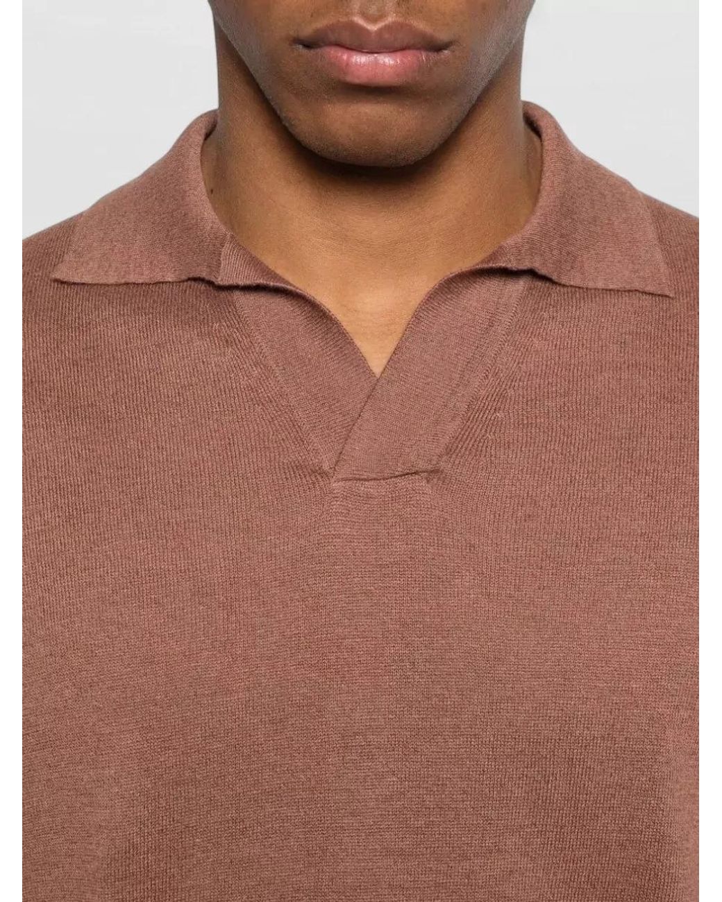 Lardini Pink Ribbed Short-Sleeve Polo Shirt for men