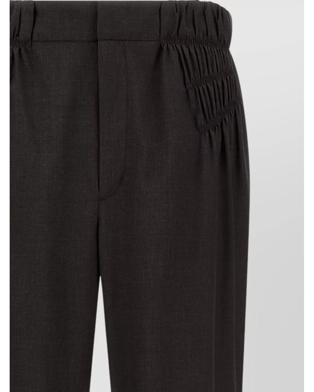 Kiko Kostadinov Black Virgin Wool Smocked Wide-Leg Straight-Leg Trousers for men