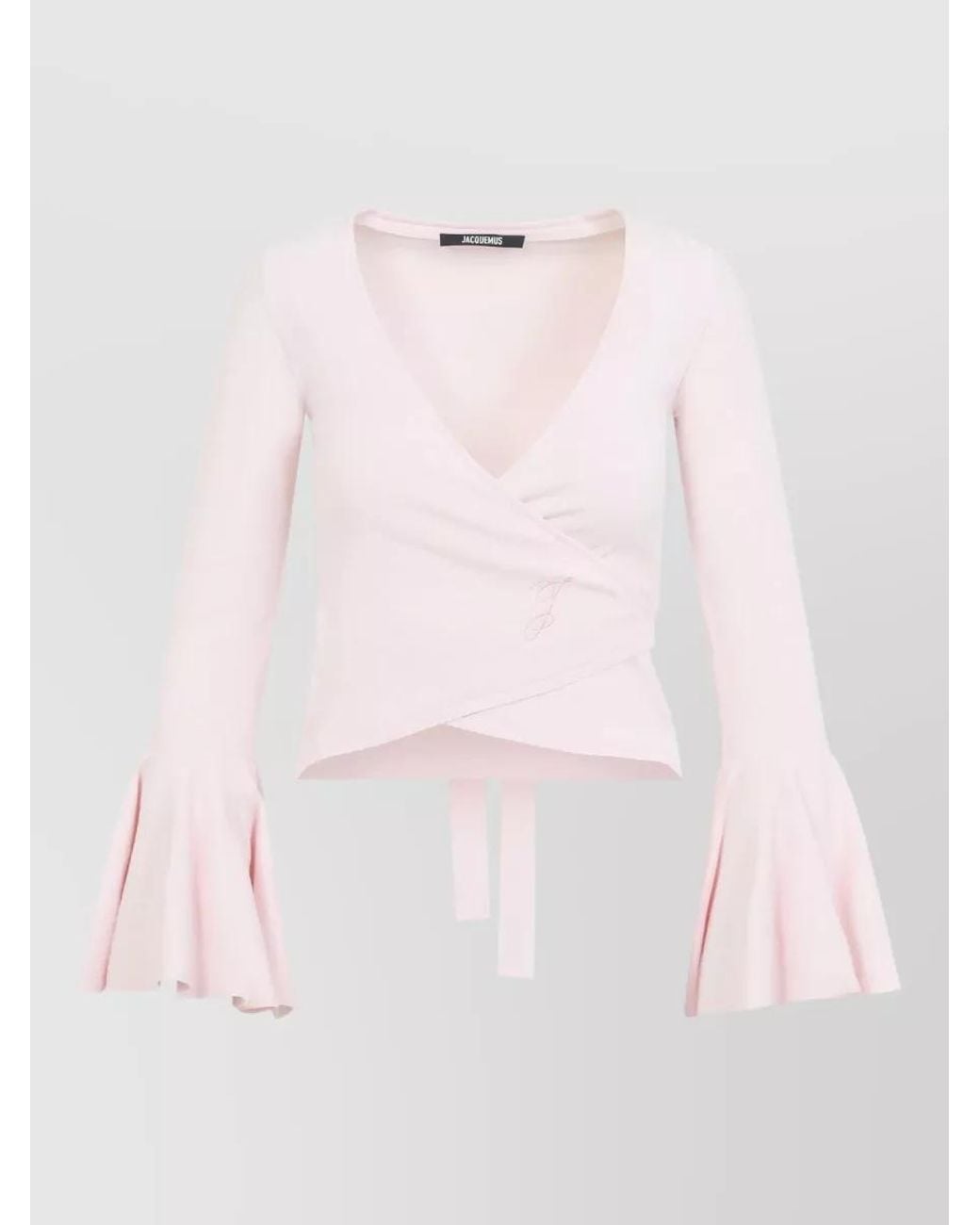 Jacquemus Pink Fine-Knit V-Neck Wrap Blouse