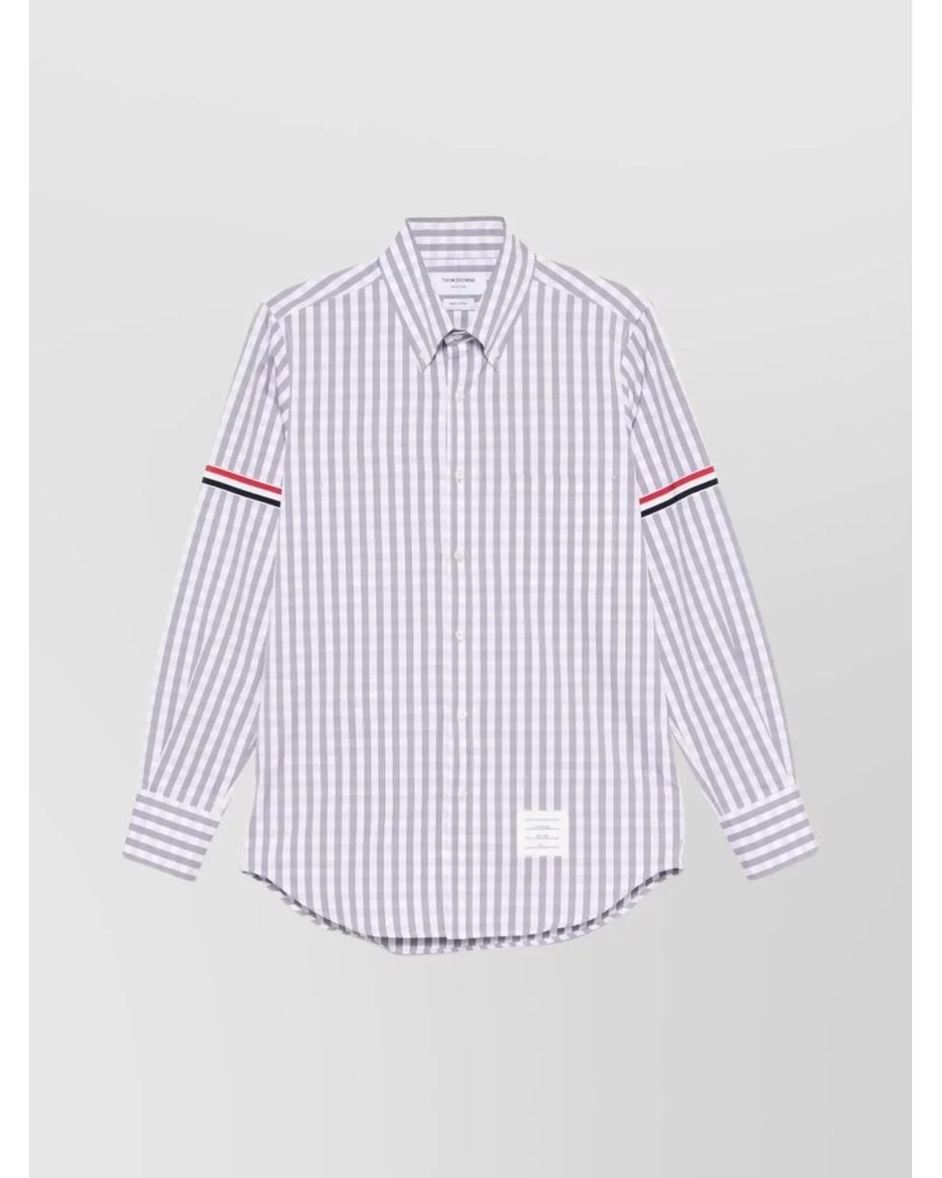 Thom Browne Purple Gingham Check Cotton Straight-Fit Long-Sleeve Shirt for men