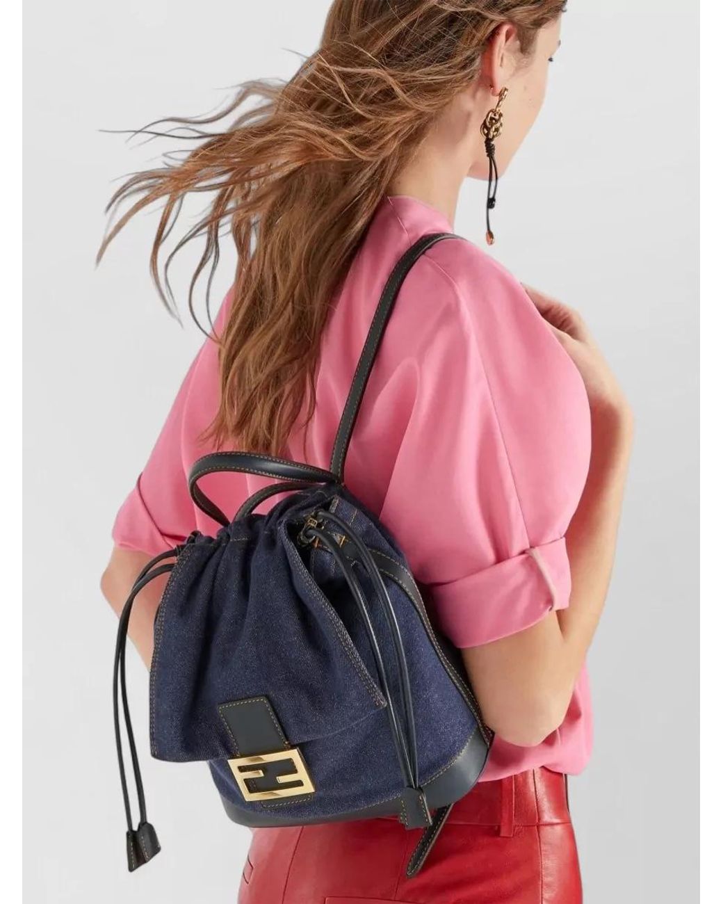 Fendi Blue Baguette Bucket Bag