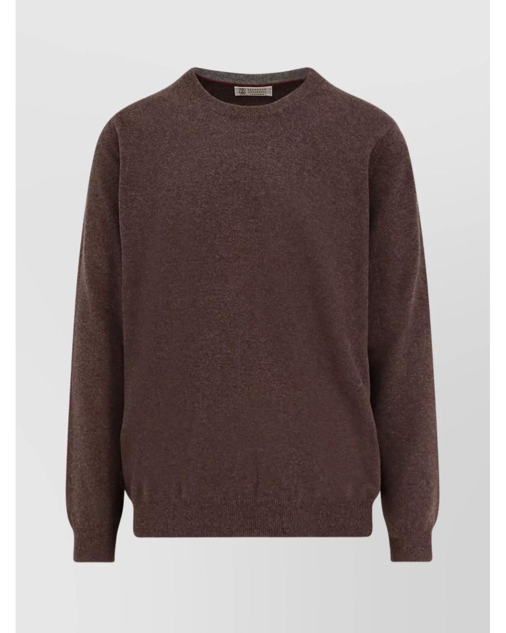 Brunello Cucinelli Brown Cashmere Crew-Neck Sweater for men