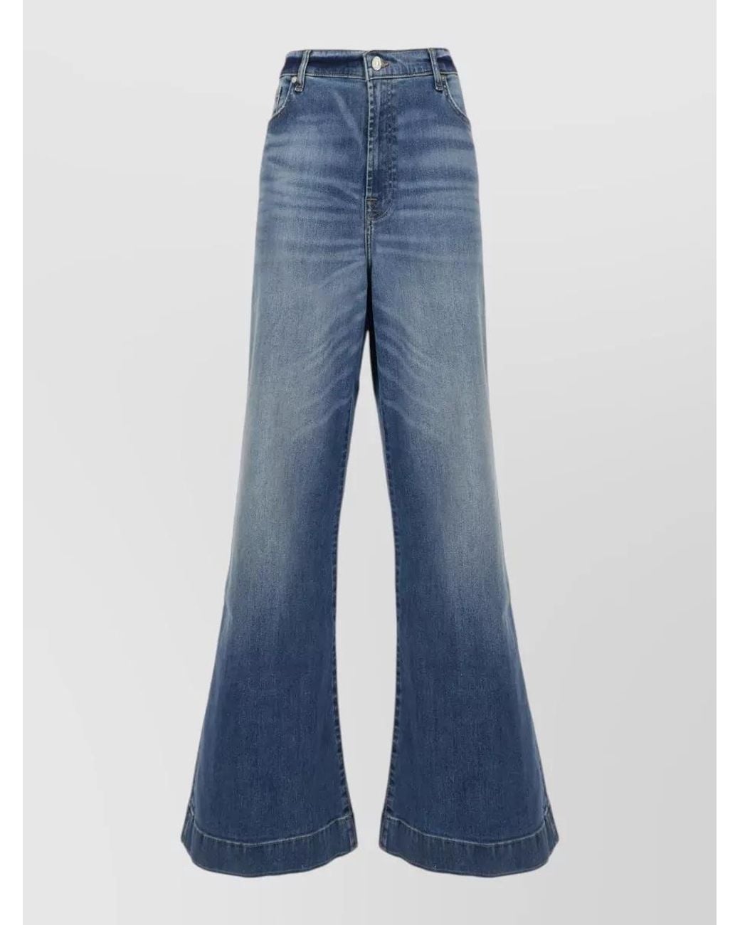 7 For All Mankind Blue Denim Wide-Leg Trousers
