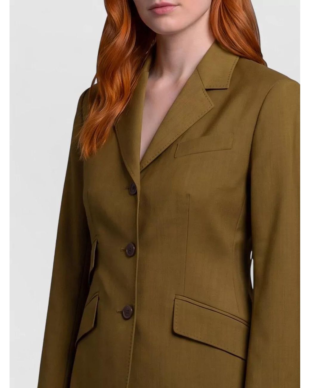 Max Mara Green Virgin Wool Single-Breasted Suit Jacket