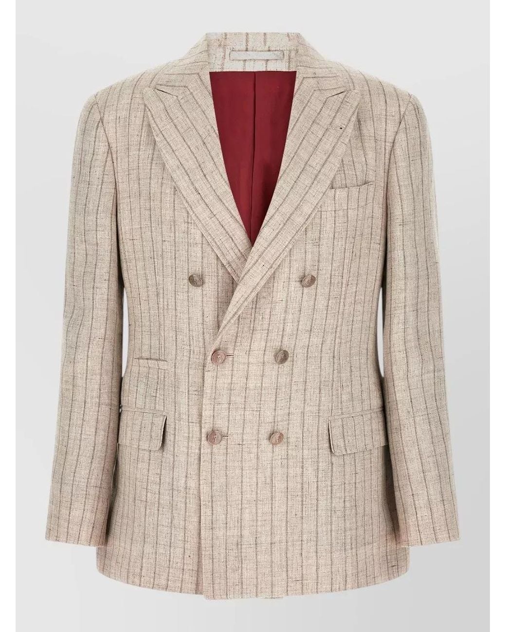 Brunello Cucinelli Natural Linen Pinstripe Blazer for men