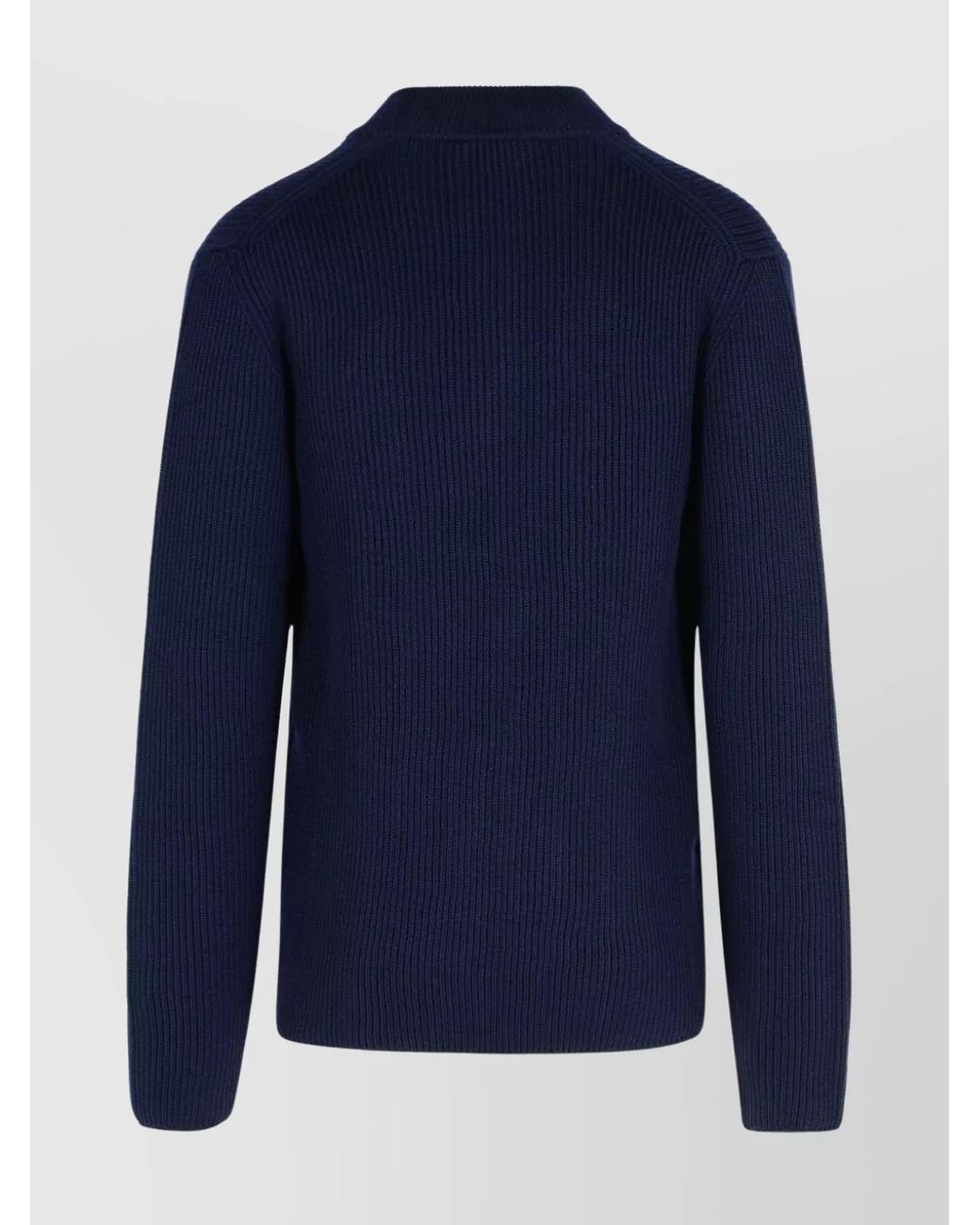Dolce & Gabbana Blue Virgin Wool Ribbed Half-Zip Turtleneck Sweater for men