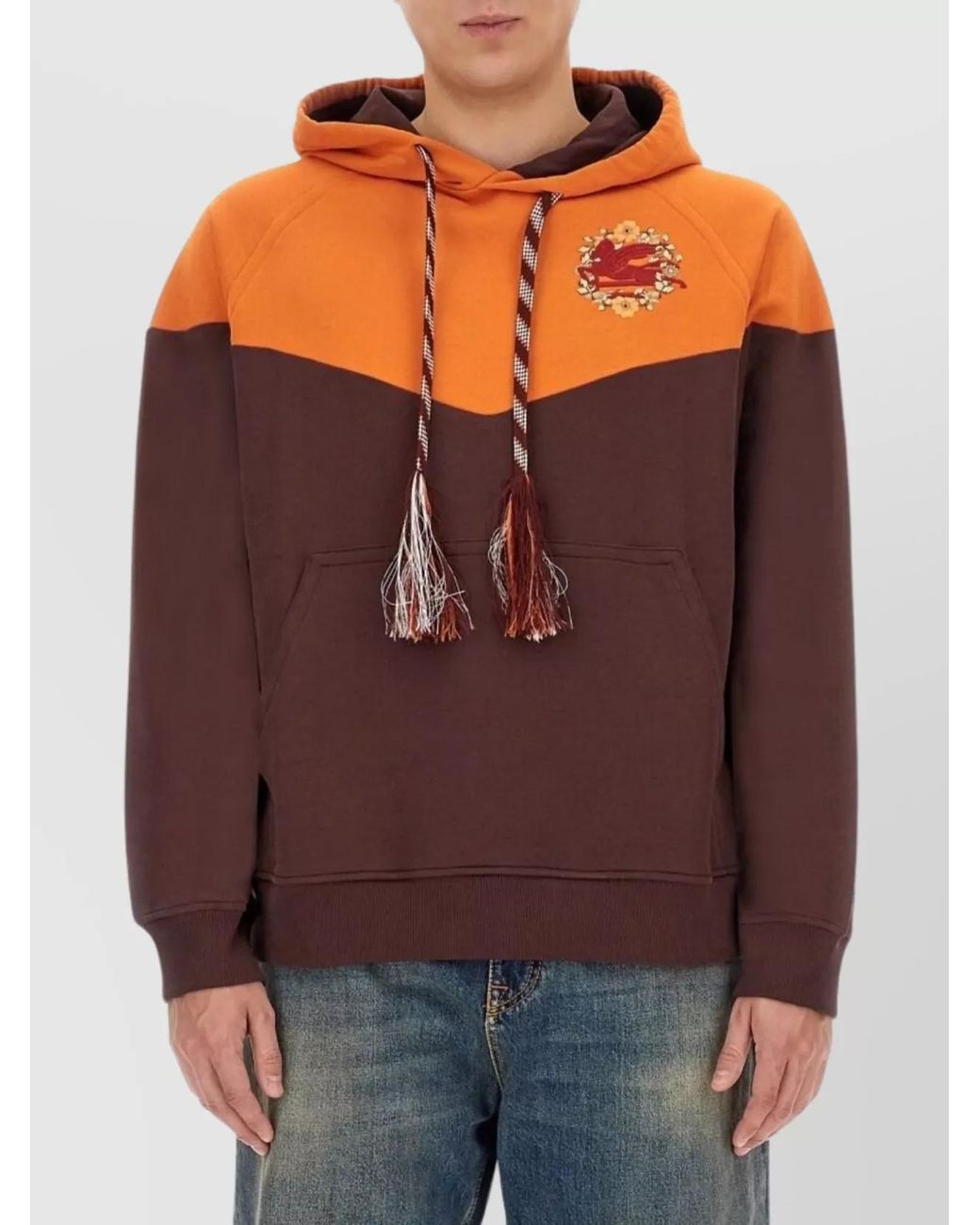 Etro Brown Regular-Fit Cotton Logo Hoodie for men