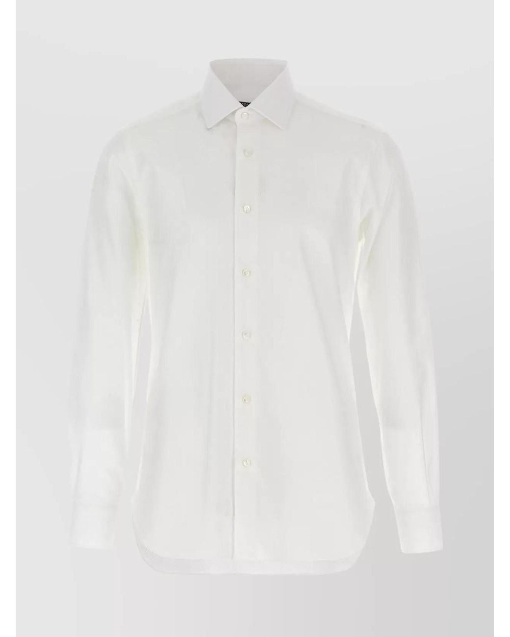 Barba Napoli White Honeycomb Cotton Shirt for men