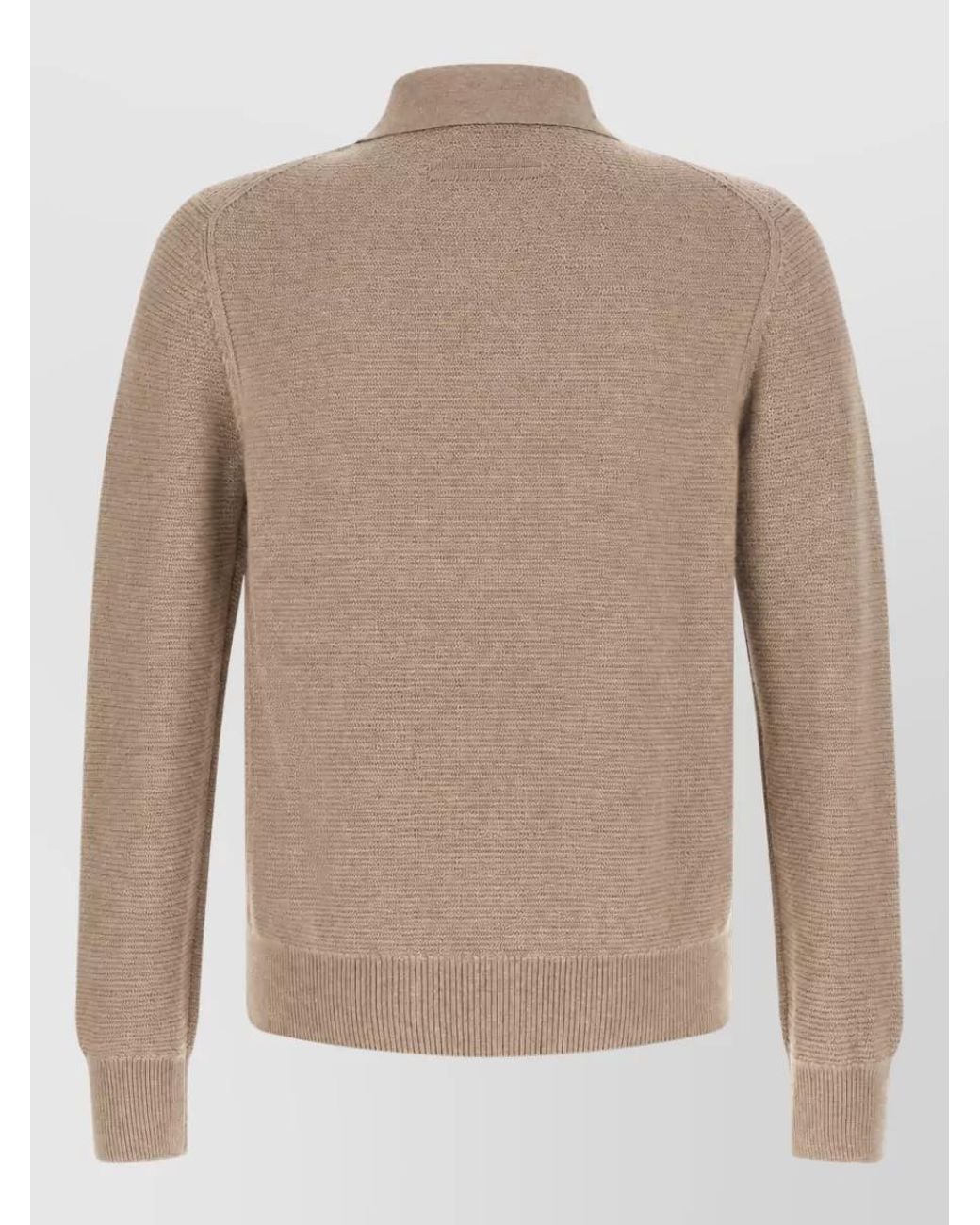 Zegna Natural Cashmere Long-Sleeve Polo Sweater for men