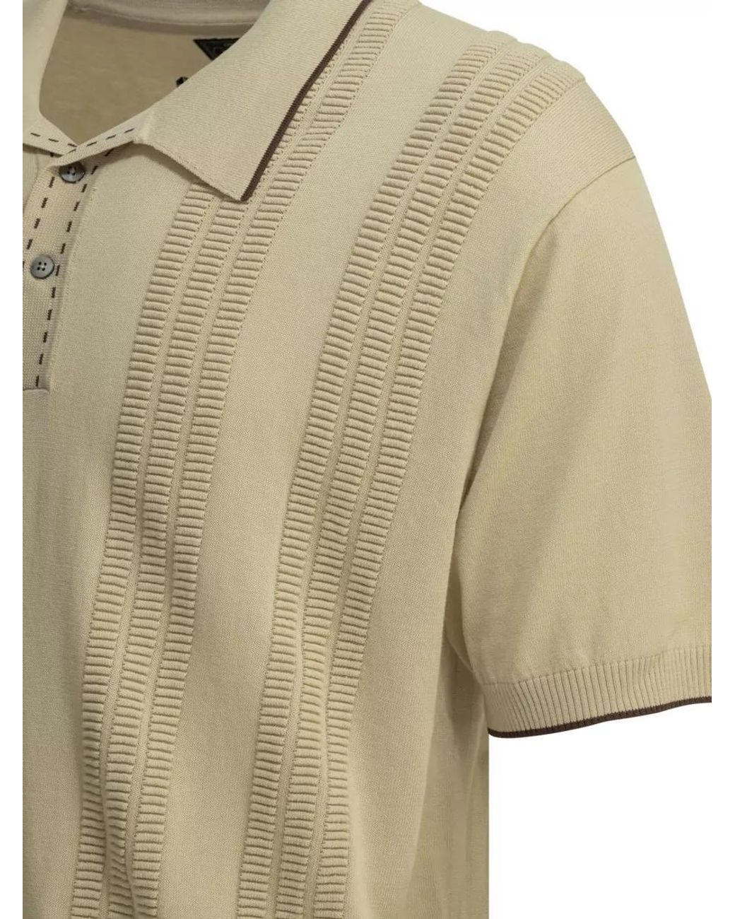 Beams Plus Natural Textured Knit Polo Shirt for men