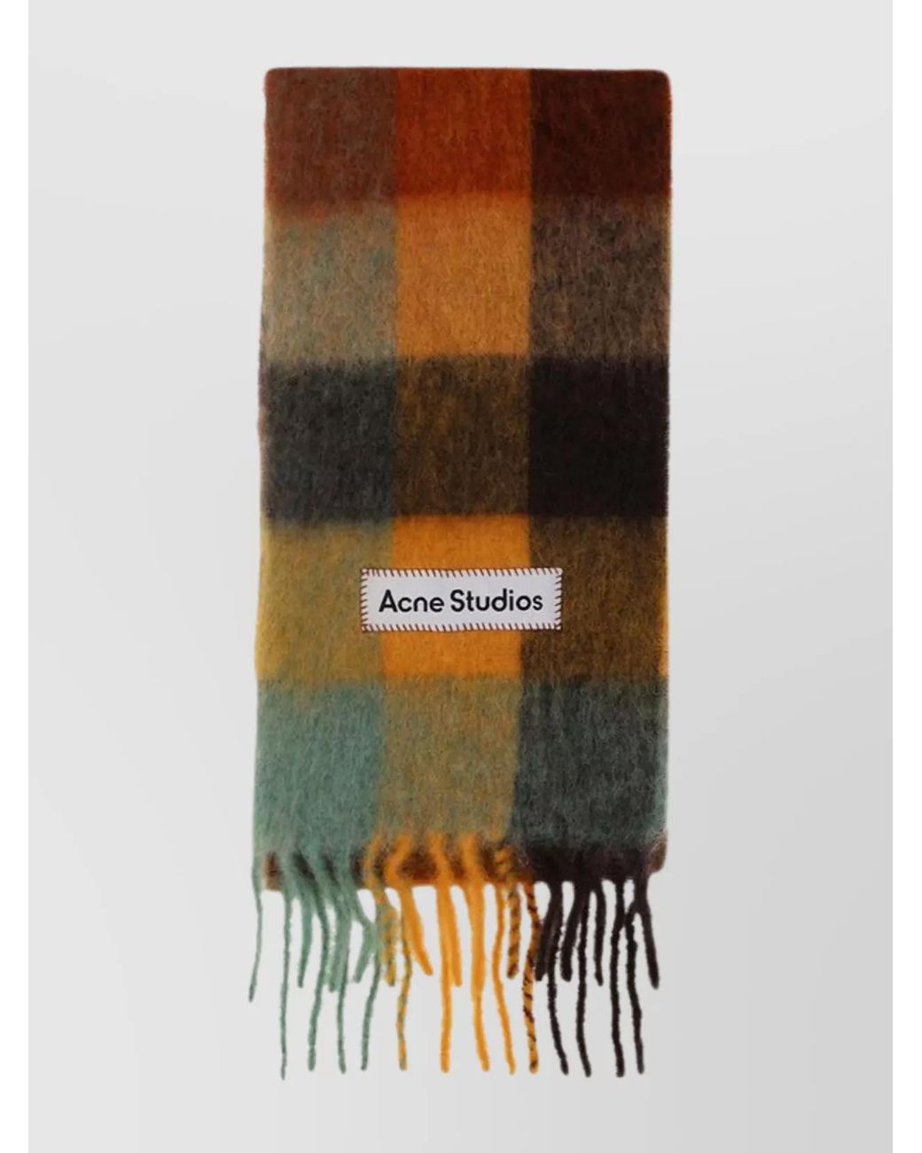 Acne Brown Checked Mohair-Blend Scarf for men