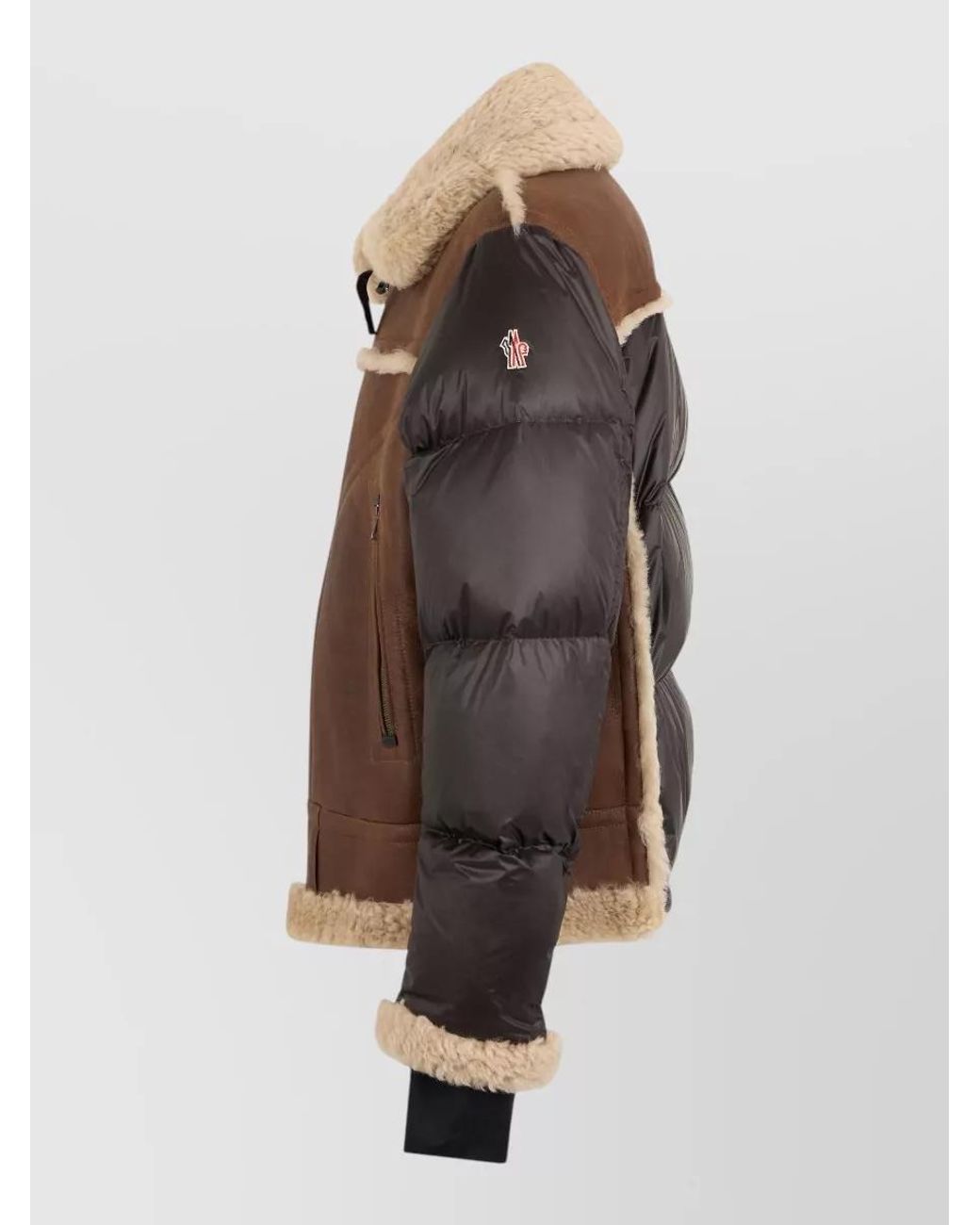 Moncler Brown Shearling Collar Padded Jacket for men