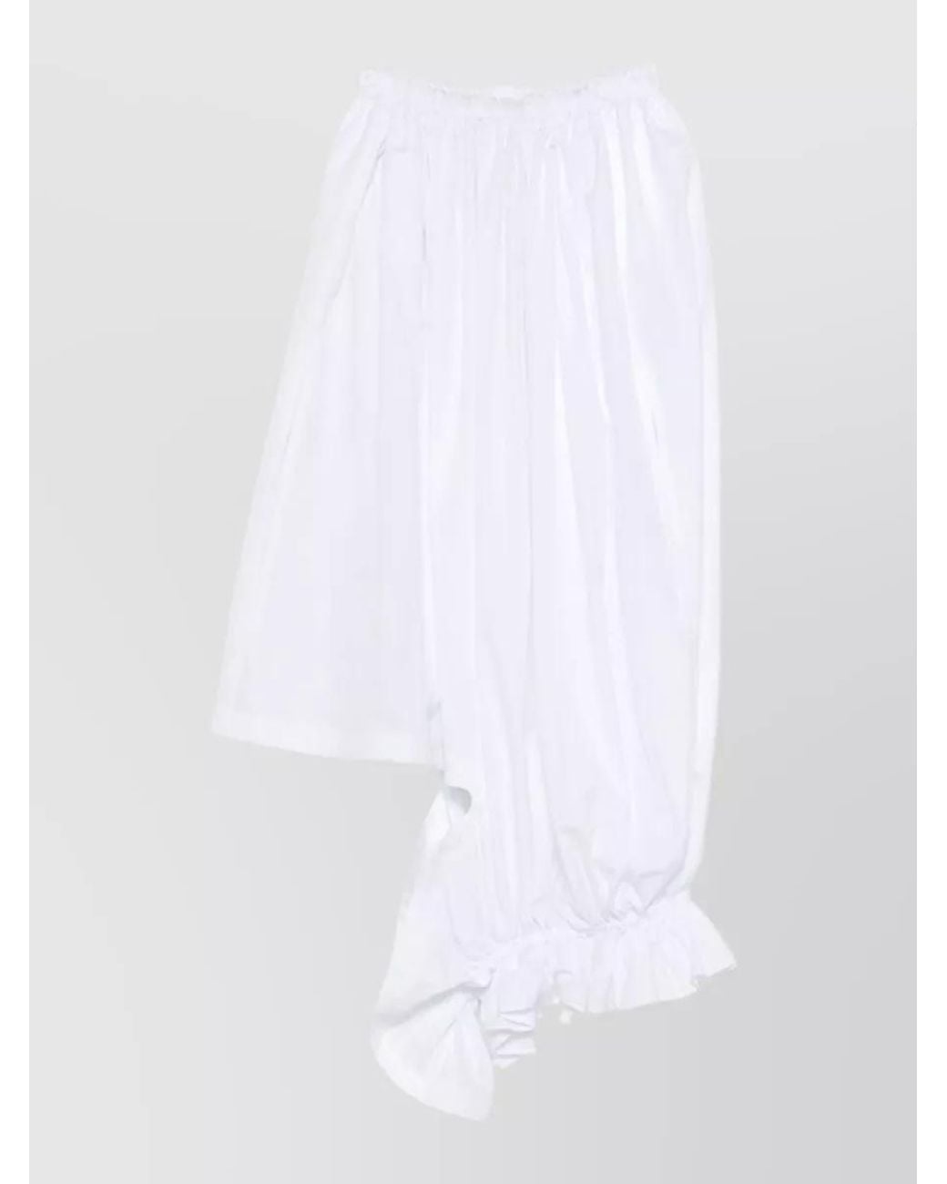 Comme des Garçons White Cotton Asymmetric Skirt