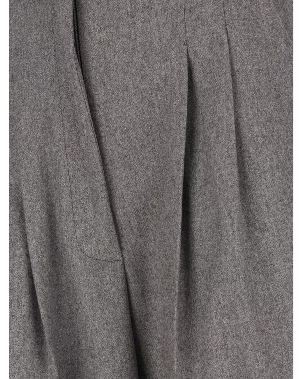 PT Torino Gray Cashmere Wide-Leg Trousers