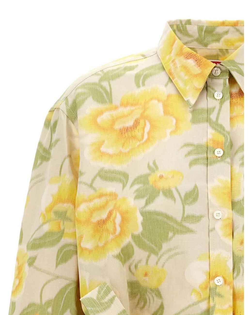 KENZO Yellow Peonies Kimono-Sleeve Mini Dress