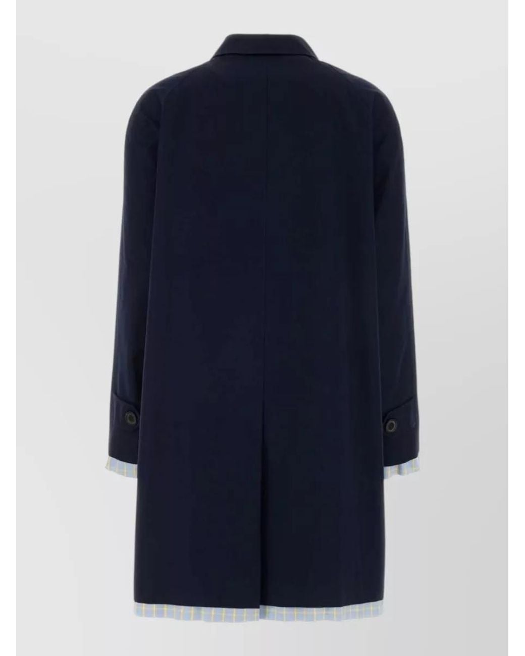 Miu Miu Blue Cotton Single Breasted Trench Coat