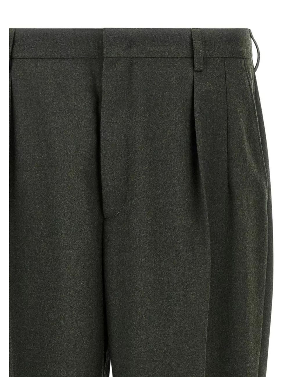 Cellar Door Green 'Trousers Pleated Front Belt Loops' for men