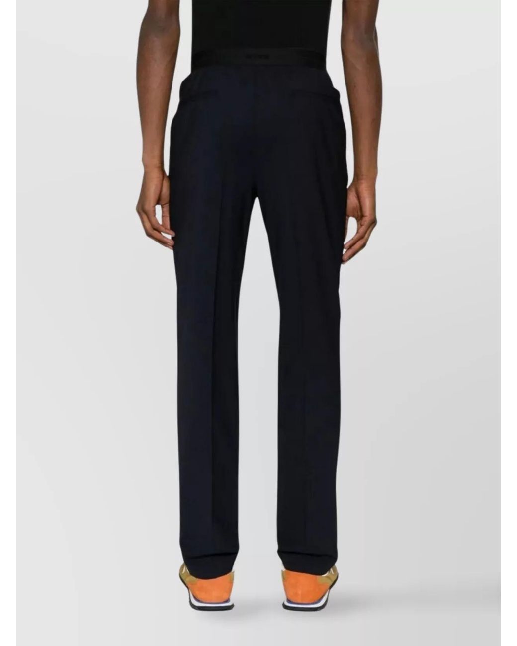 MSGM Blue Virgin Wool Straight-Leg Trousers for men