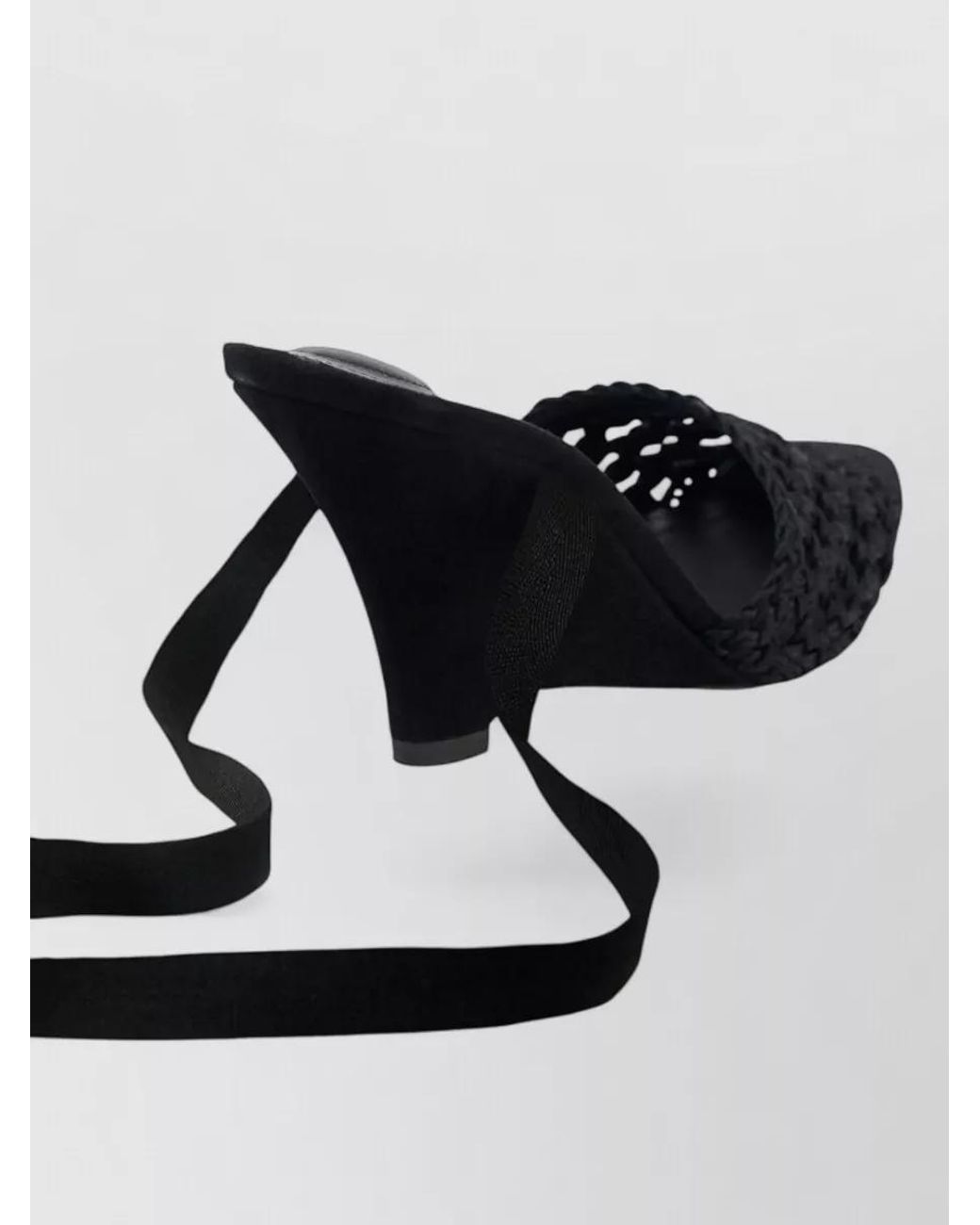 Jacquemus Black Leather Lace-Up Wedge Espadrilles