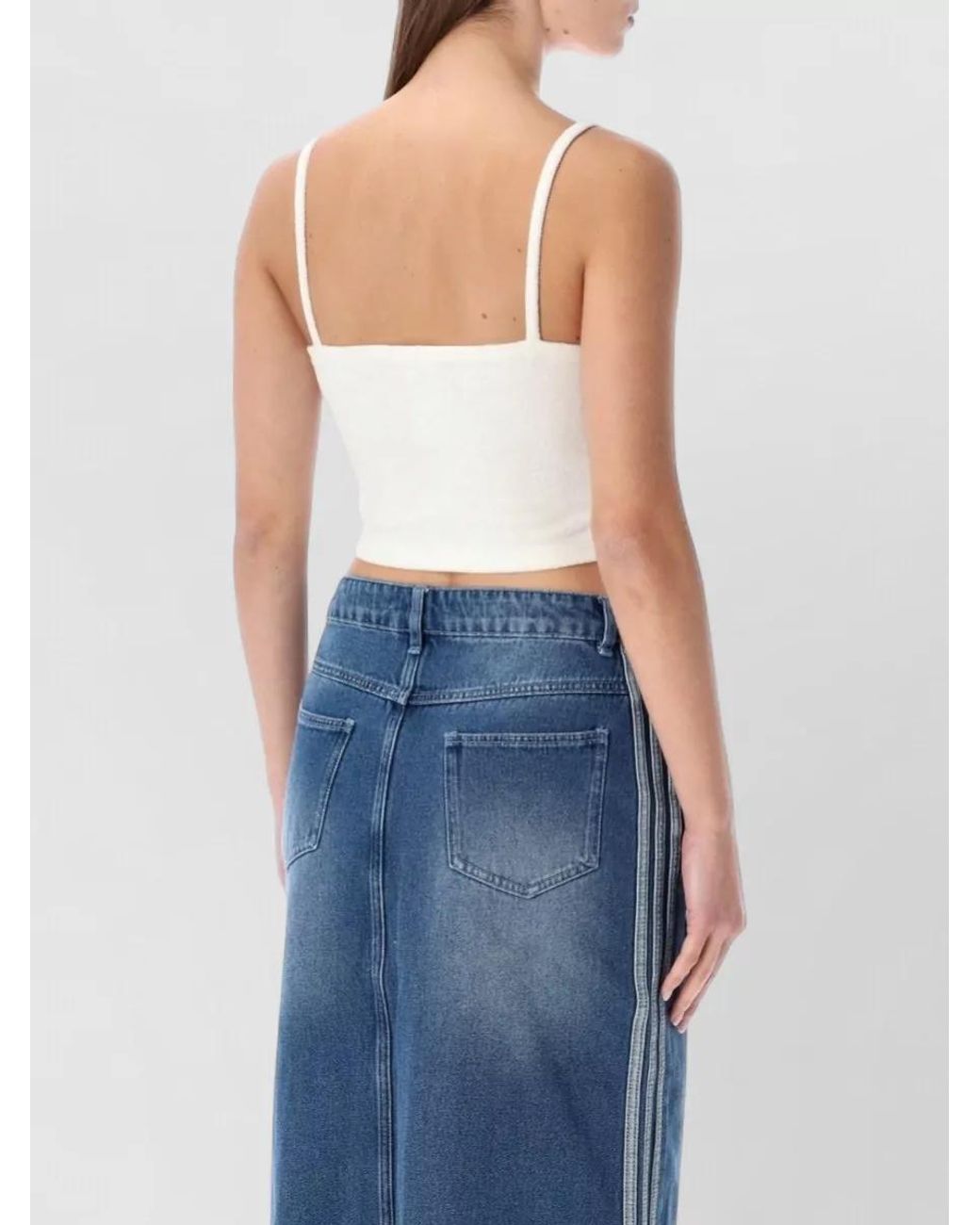 Adidas Originals Blue Terry Cropped Bandeau Top