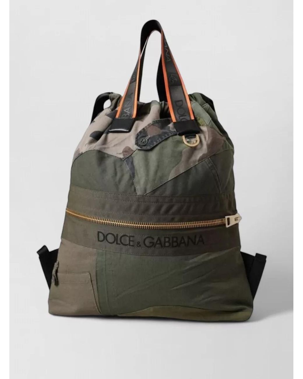 Dolce & Gabbana Black Cotton Camouflage Paneled Backpack for men