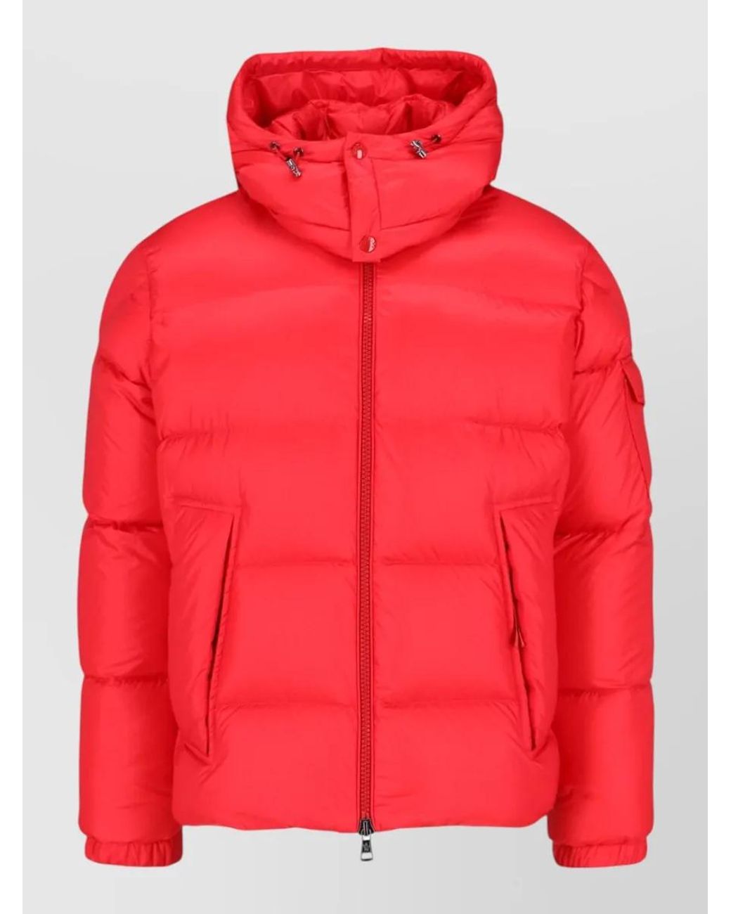 Moncler Red Down Quilted Detachable Hood Puffer Jacket for men