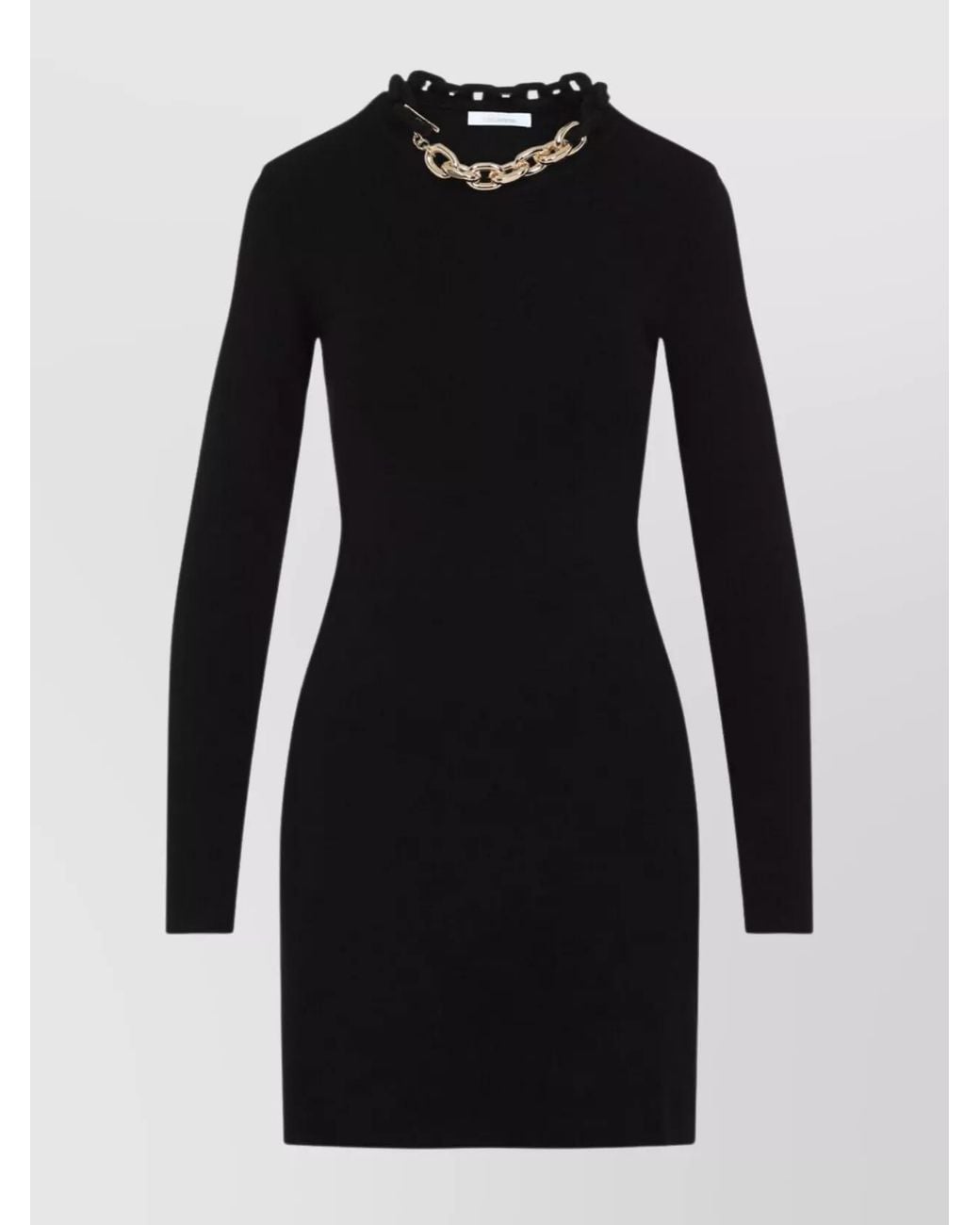 Rabanne Black Silk Slim-Fit Long-Sleeve Mini Dress