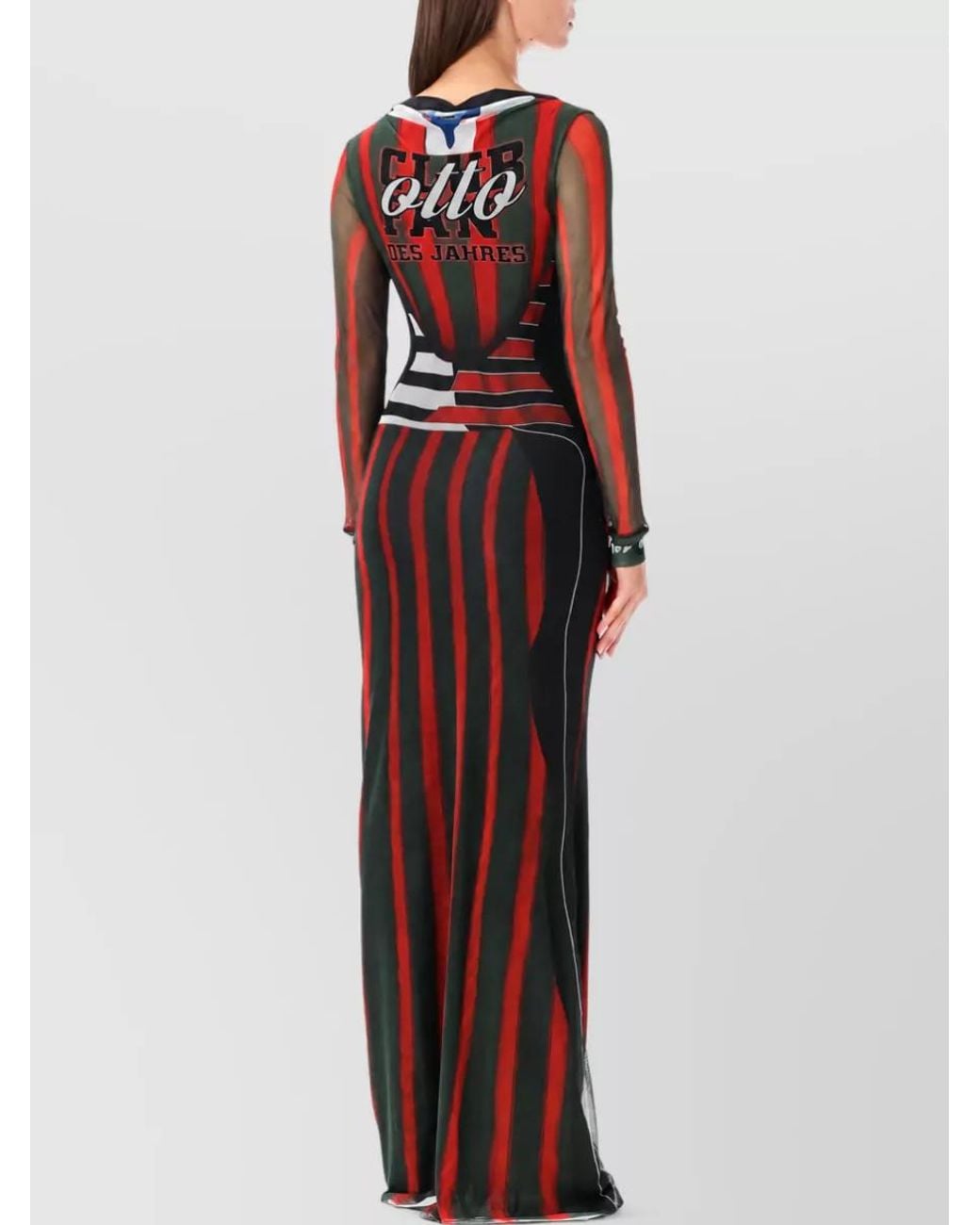 OTTOLINGER Purple Graphic Print Sheer Long Sleeve Maxi Dress