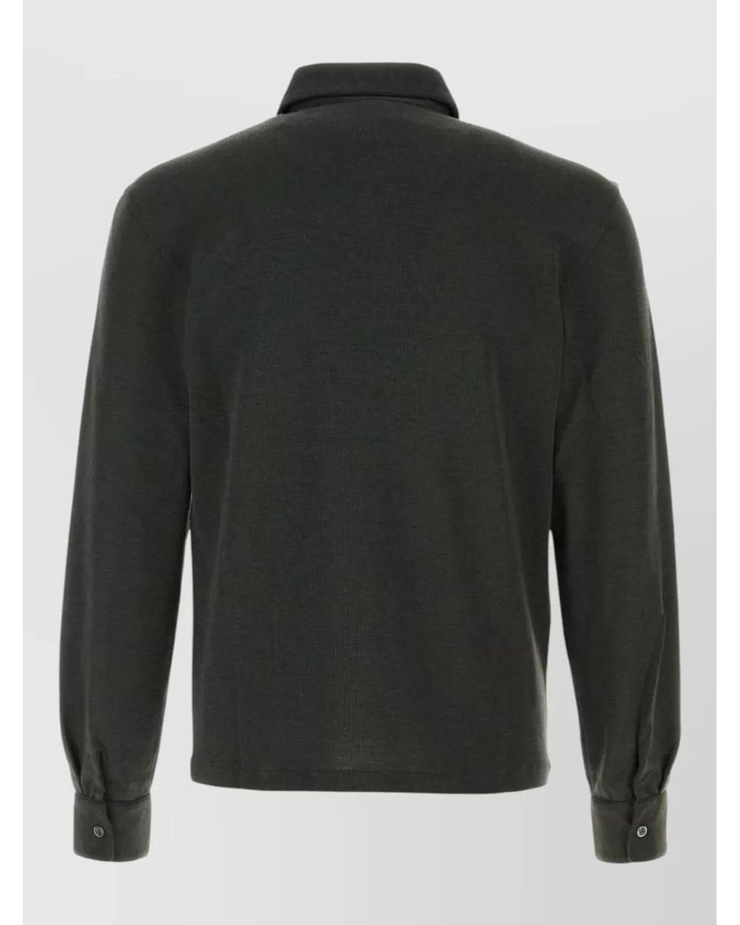 The Row Black Wool Silk Knit Polo Shirt for men