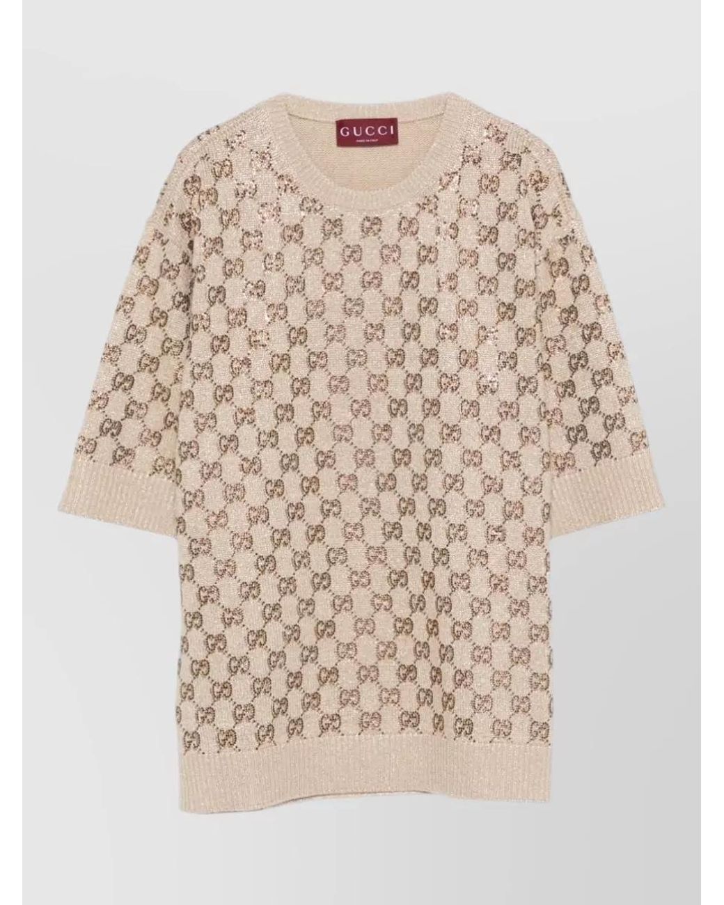 Gucci Natural Wool Logo-Print Sweater