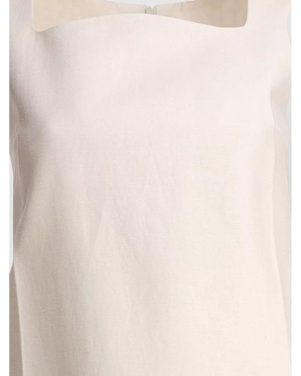 Sandbeige White Linen Mini Dress