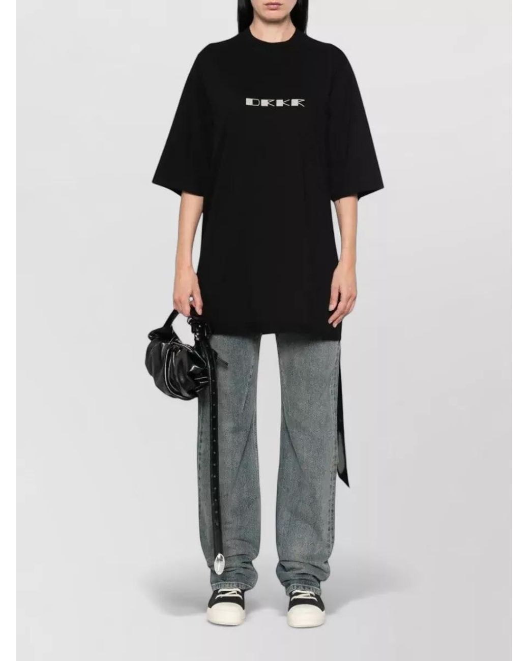 Rick Owens Black Printed Cotton T-Shirt
