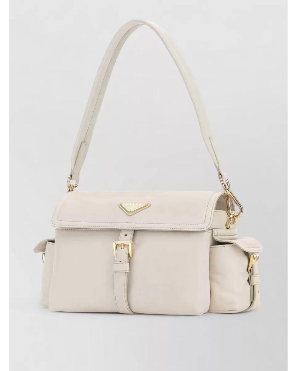 Prada Natural Ivory Nappa Leather Explore Shoulder Bag