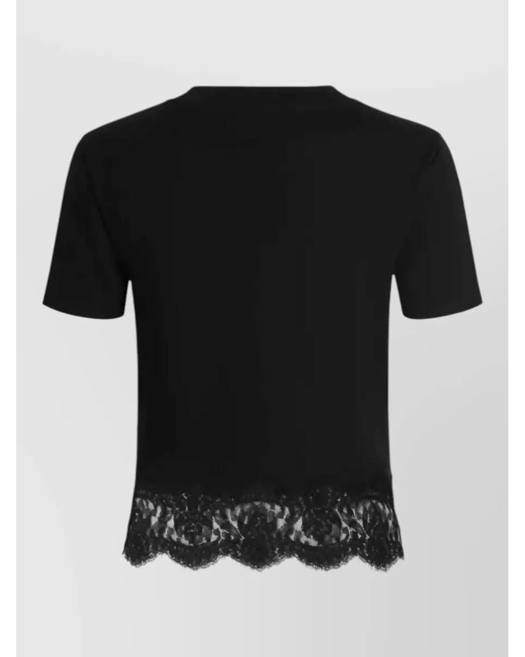 Dolce & Gabbana Black Floral Lace Trim Short-Sleeve T-Shirt