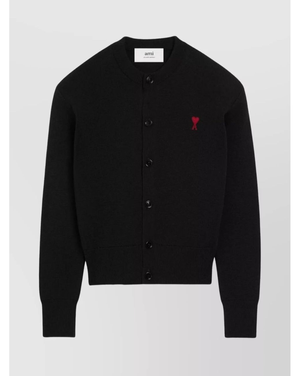 AMI Black Wool Crewneck Cardigan