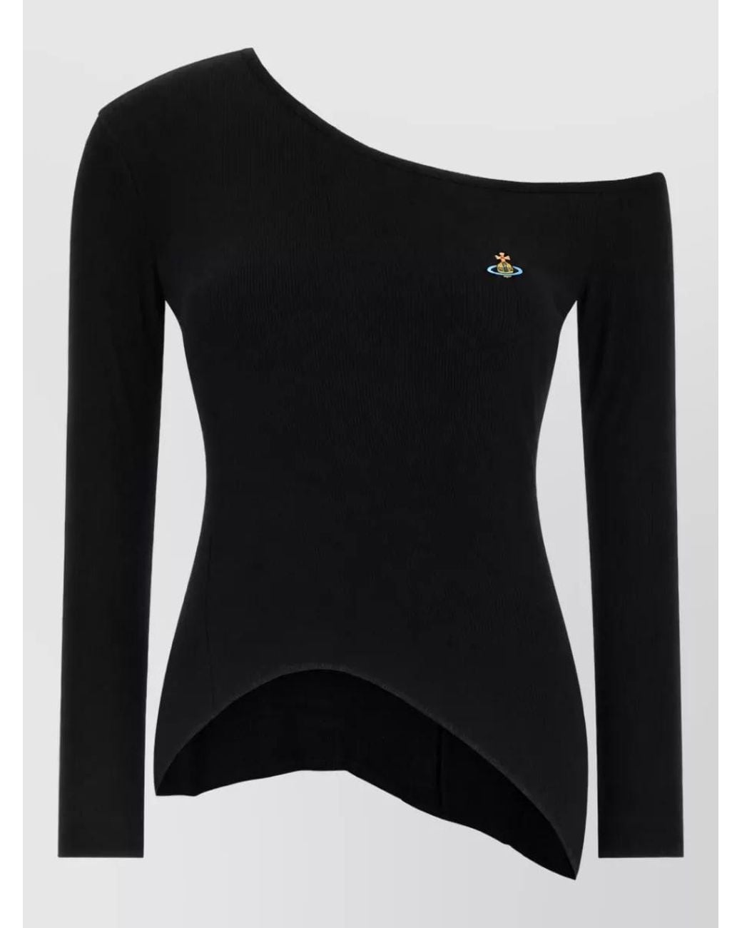 Vivienne Westwood Black Ribbed Asymmetric One-Shoulder Long-Sleeve T-Shirt