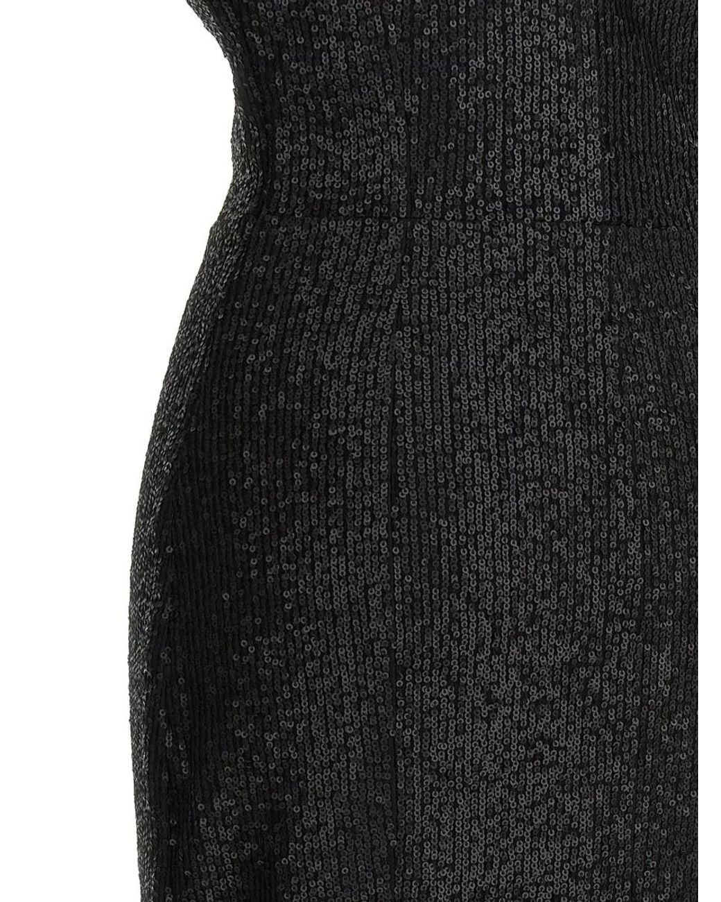 Norma Kamali Black Sequined Off-Shoulder Gown